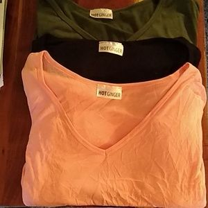 T-shirts, black, army green and peach $20 for all